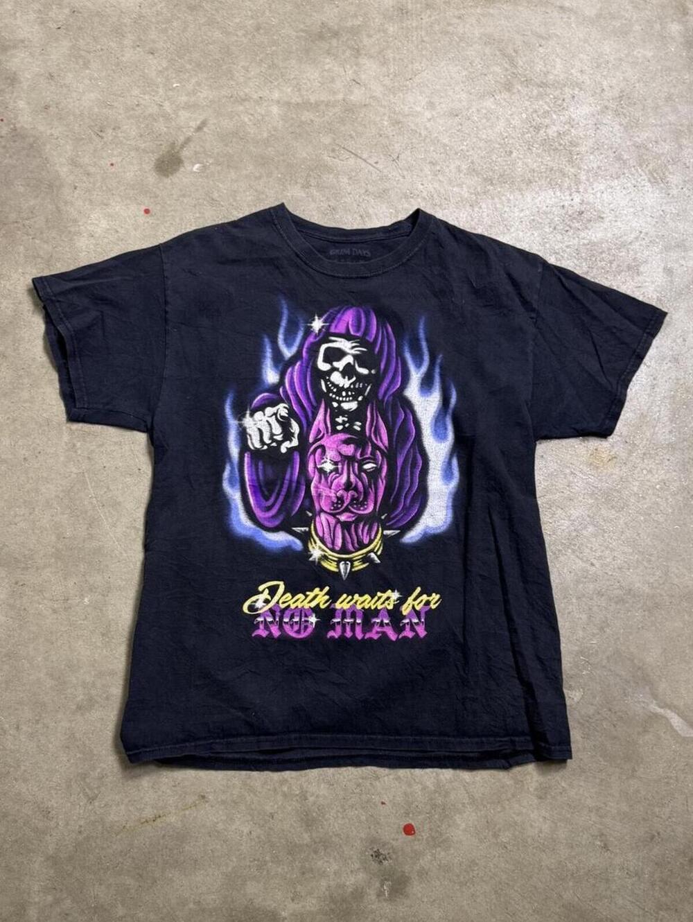 Grim Days Reaper Graphic Tee Death Waits For No Man